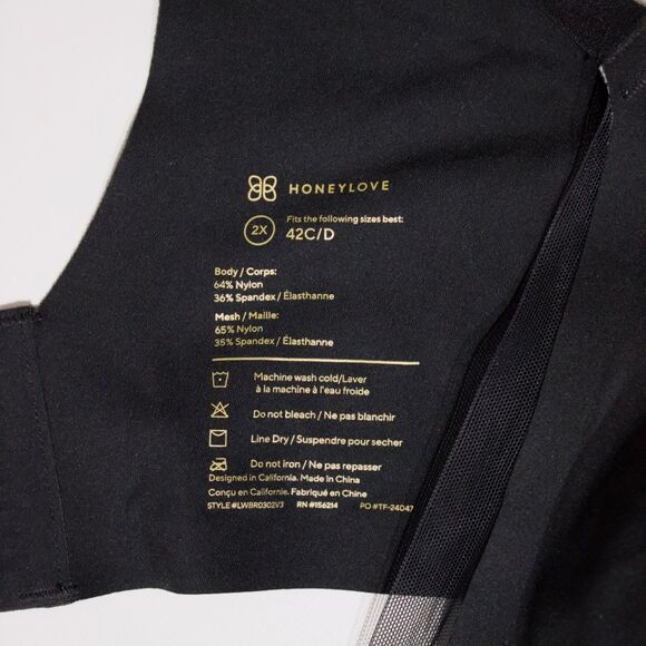 HoneyLove Soft Form Black Padded Lift Bra Lace Trim Look Women Size 2XL 42C/D - Picture 5 of 7